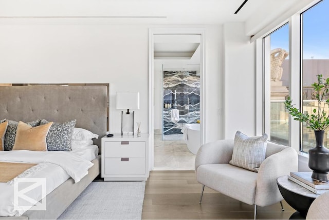 bedroom featuring light hardwood / wood-style floors