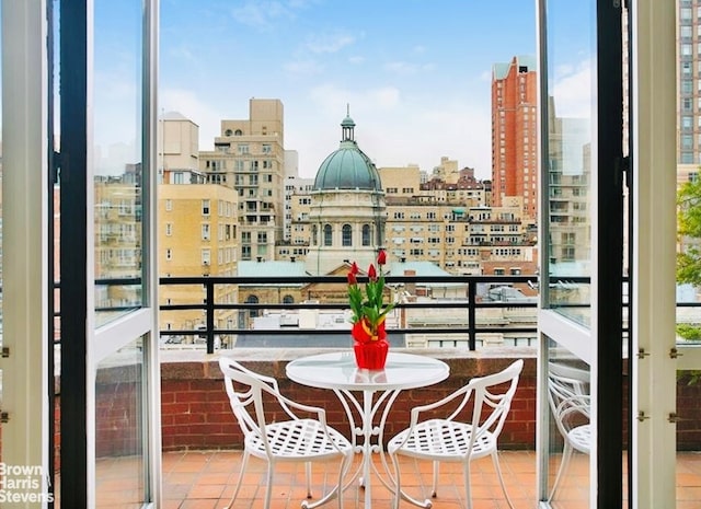 balcony with a view of city