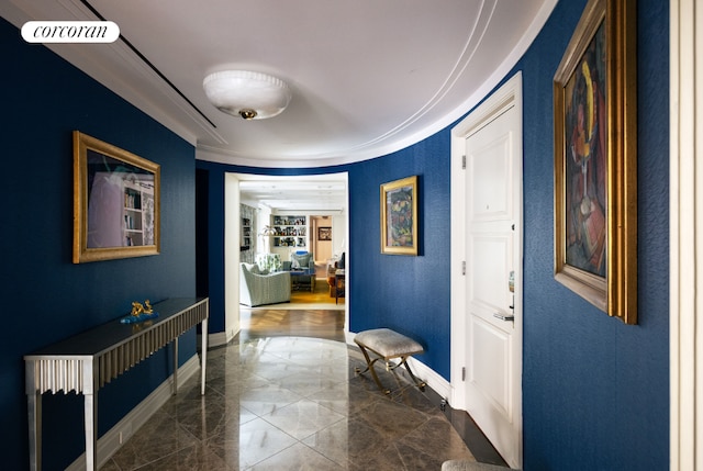 interior space featuring ornamental molding