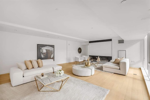 living room with hardwood / wood-style flooring