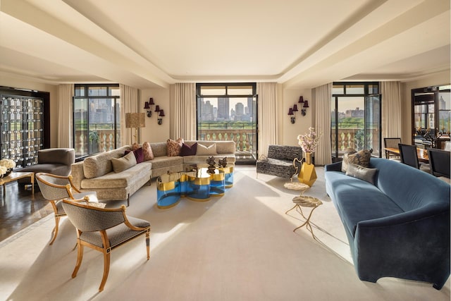 825 5th Ave Unit 15Flr, New York City, NY 10065 - living room with a tray ceiling