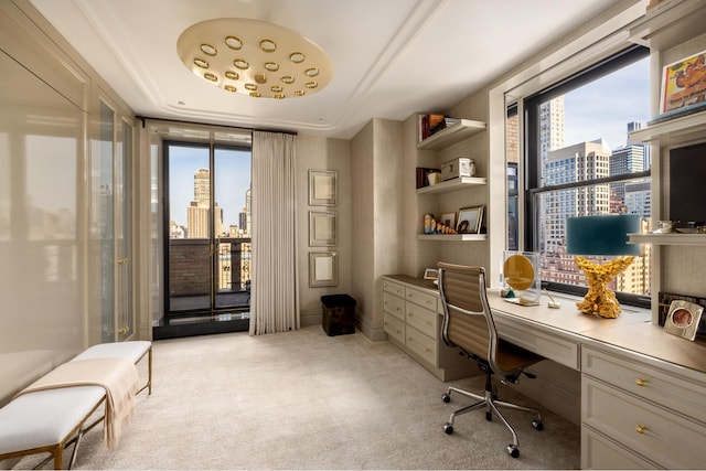 825 5th Ave Unit 15Flr, New York City, NY 10065 - office with a city view, built in study area, and light carpet