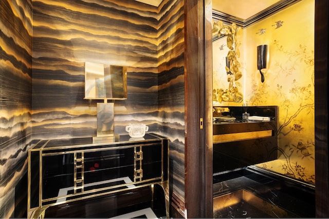 825 5th Ave Unit 15Flr, New York City, NY 10065 - bathroom with wallpapered walls