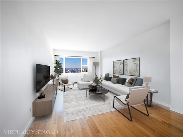 living room featuring light hardwood / wood-style floors