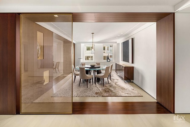 dining room with wood finished floors