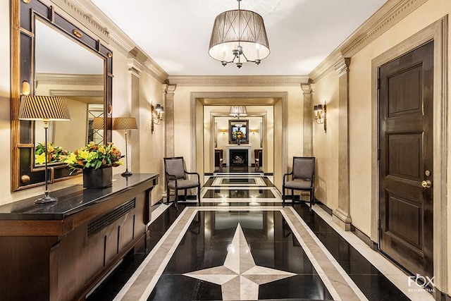 corridor with ornamental molding