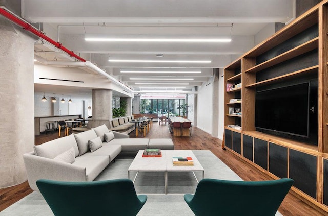 living room with hardwood / wood-style floors