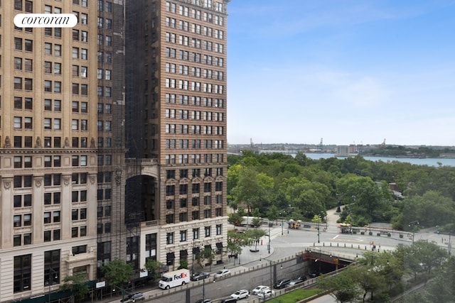 property's view of city with a water view