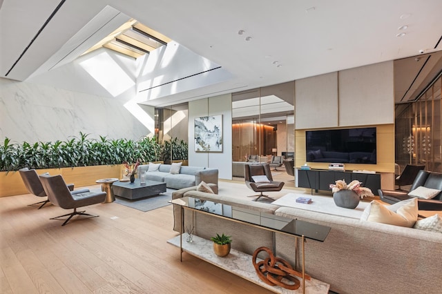 living area featuring light wood finished floors