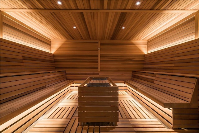 view of sauna with recessed lighting