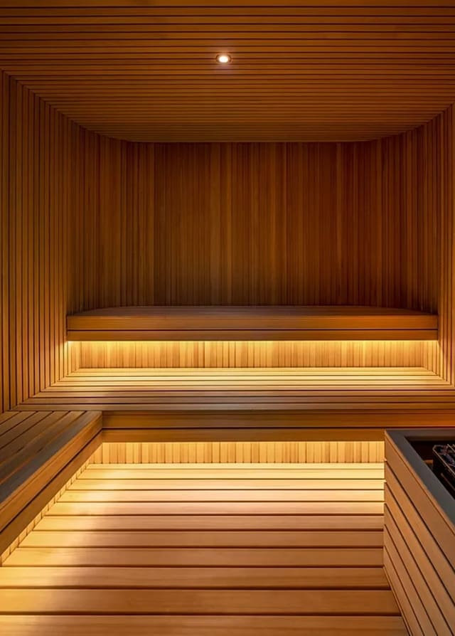 view of sauna with recessed lighting