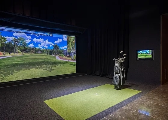 playroom featuring golf simulator