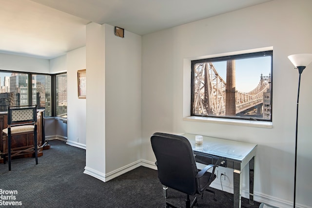 view of carpeted home office