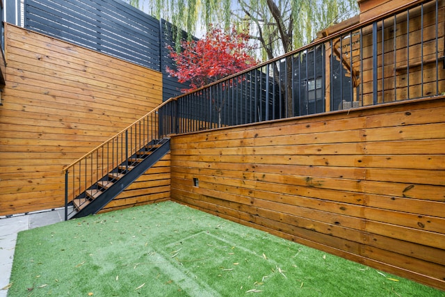 view of yard with stairway