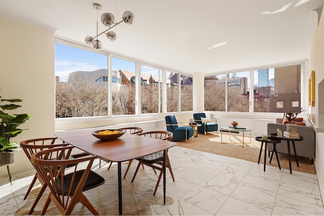 sunroom / solarium with a city view