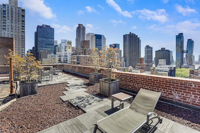 view of patio / terrace with a city view