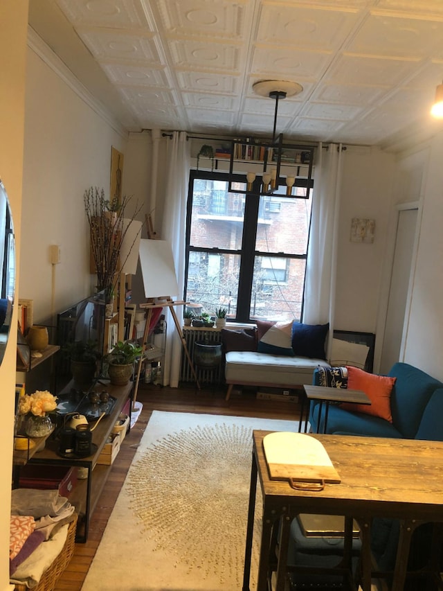 living room with wood finished floors