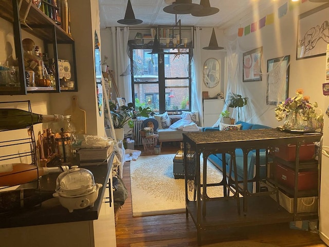 interior space with hardwood / wood-style floors