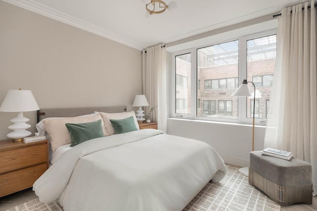 bedroom featuring crown molding