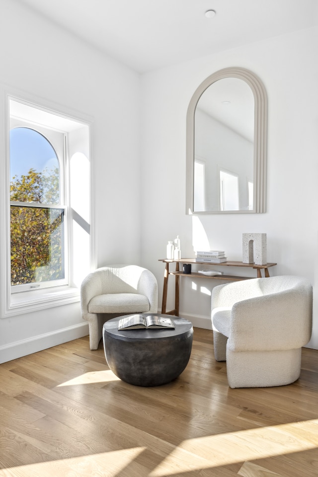 sitting room featuring wood finished floors