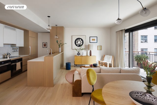 living room featuring light hardwood / wood-style floors