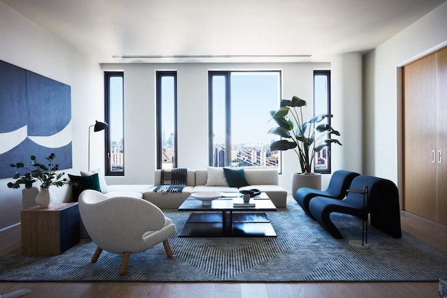 living room with hardwood / wood-style floors