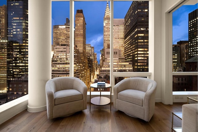 living area featuring hardwood / wood-style flooring