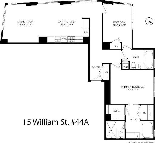 15 William St Unit 44A, New York City NY, 10005, 2 bedrooms, 2 baths condo for sale