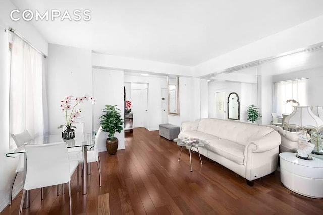 225 E 46th St Unit 12G, New York City, NY 10017 - living room with wood finished floors