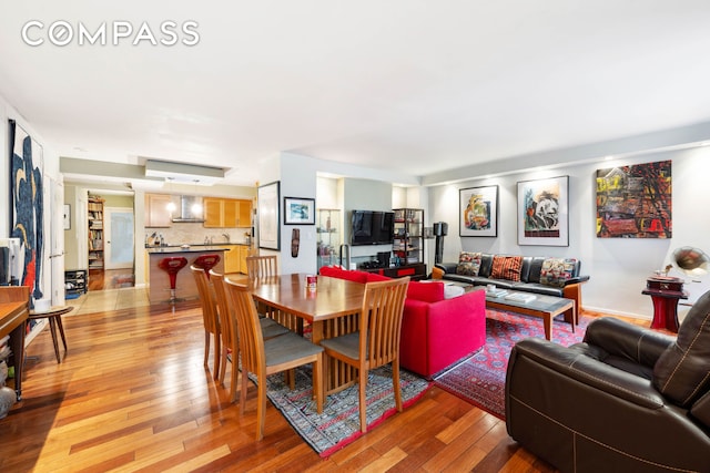 living room featuring light wood-style flooring