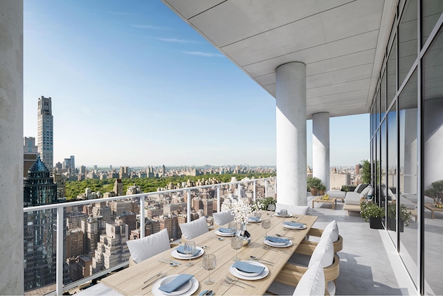 200 E 59th St Unit Ph32, New York City, NY 10022 - balcony featuring a view of city, an outdoor hangout area, and outdoor dining space