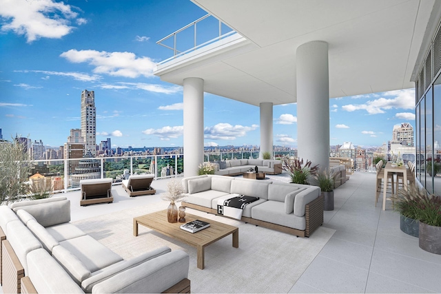 200 E 59th St Unit Ph32, New York City, NY 10022 - view of patio with an outdoor living space and a city view