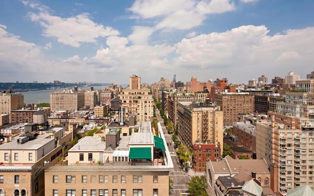 property's view of city featuring a water view