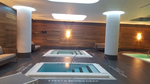 building lobby with an indoor hot tub