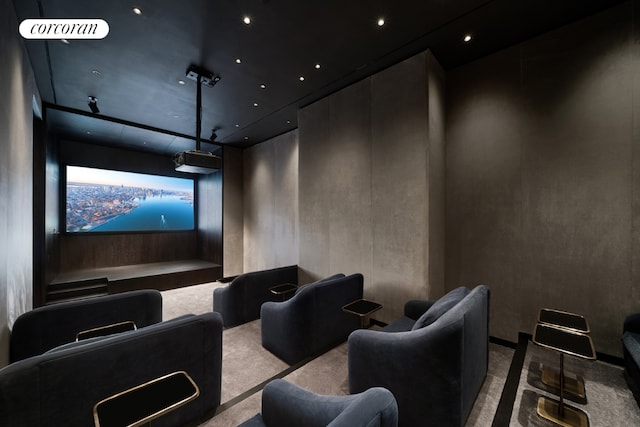 view of carpeted cinema room