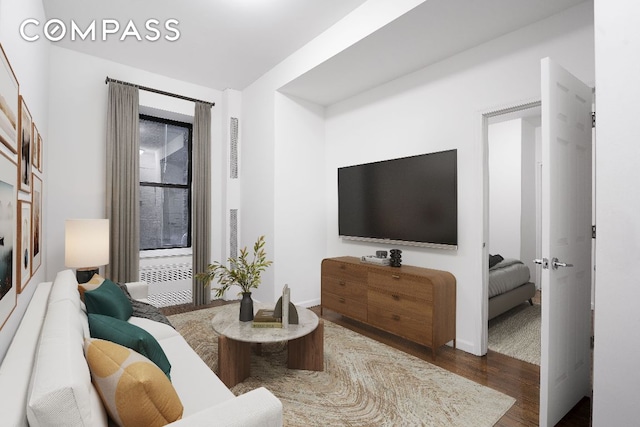 living room with hardwood / wood-style flooring