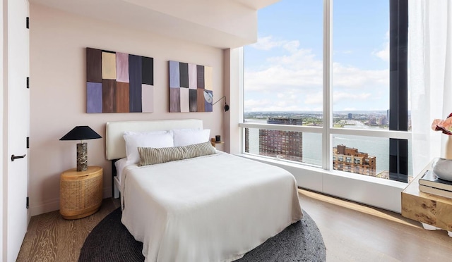 bedroom with hardwood / wood-style floors