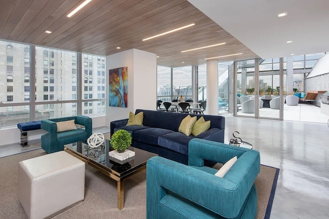 lobby featuring a view of city