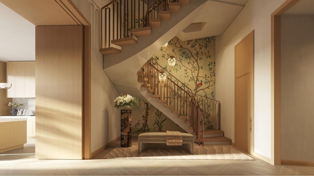 stairs with baseboards