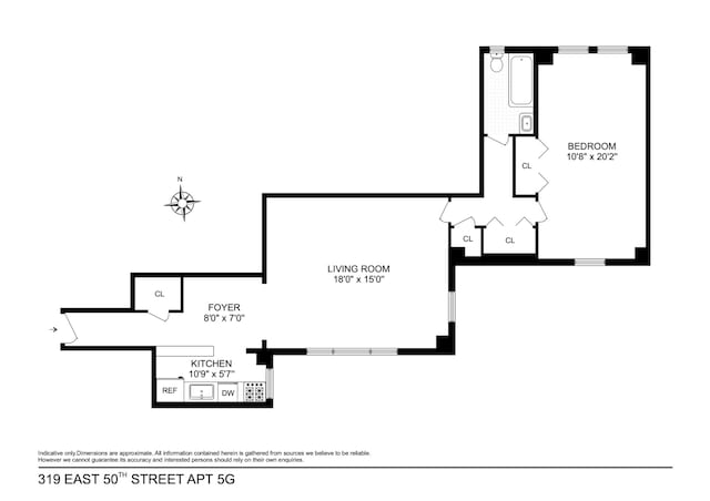 319 E 50th St Unit 5G, New York City, NY 10022 - view of floor plan / room layout