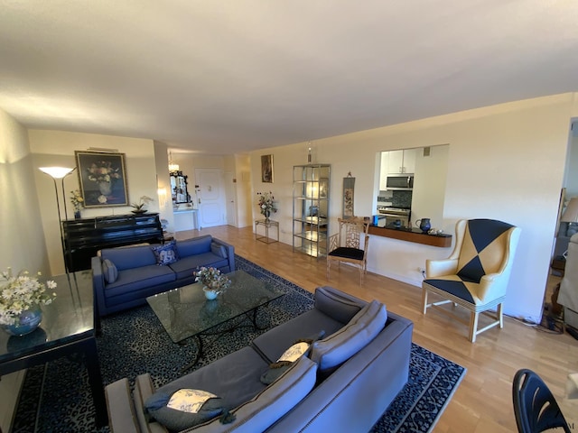 living room with wood finished floors