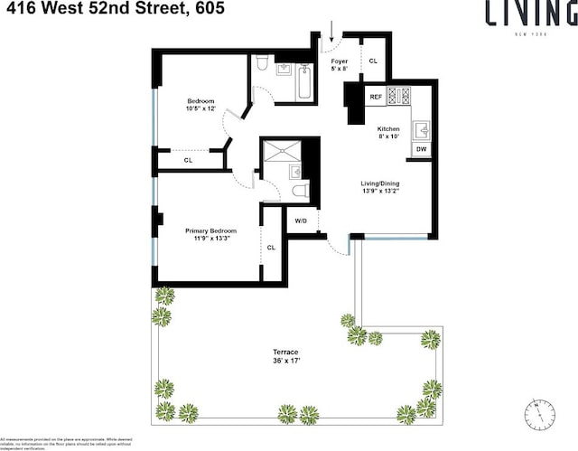 416 W 52nd St Unit 605, New York City NY, 10019, 2 bedrooms, 2 baths condo for sale