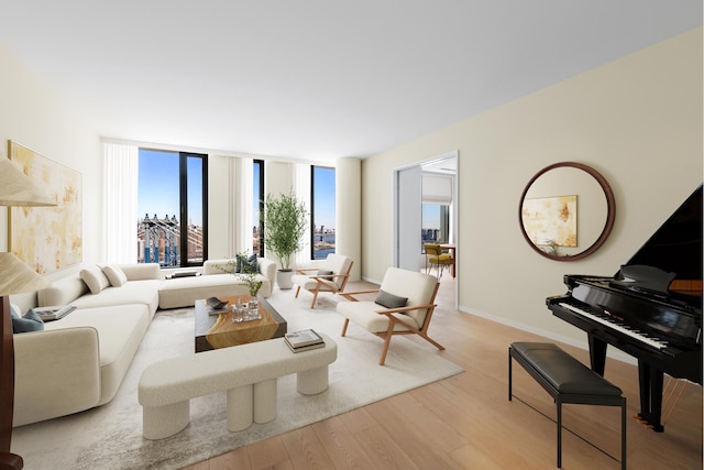 30 Front St Unit 28B, New York City, NY 11201 - living area with wood finished floors and baseboards