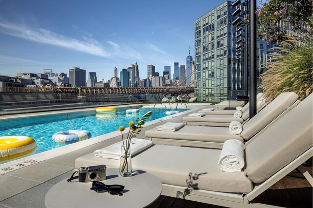 30 Front St Unit 28B, New York City, NY 11201 - community pool featuring a view of skyline