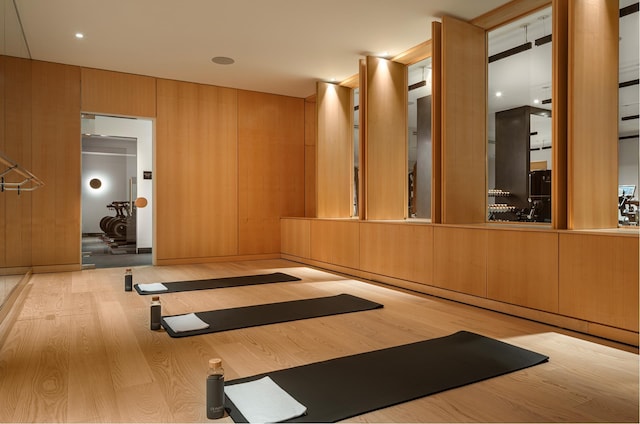 30 Front St Unit 28B, New York City, NY 11201 - workout area featuring wood finished floors