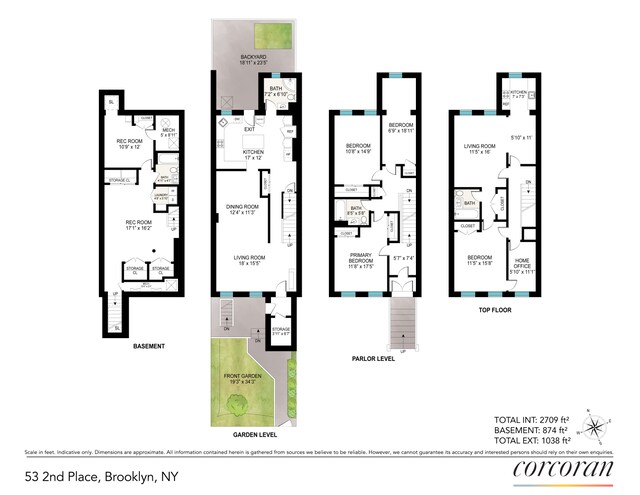 53 2nd Place, New York City NY, 11231, 4 bedrooms, 4 baths townhouse for sale