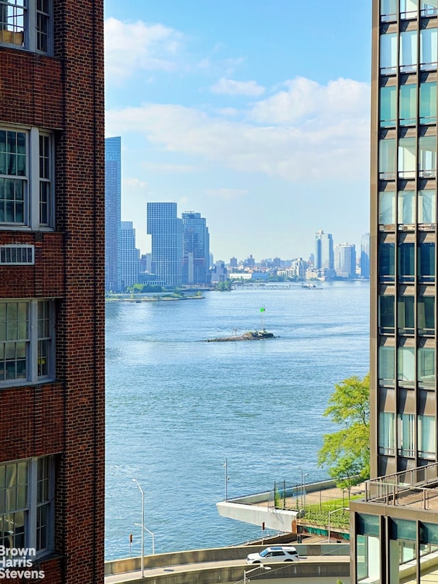 view of water feature featuring a city view