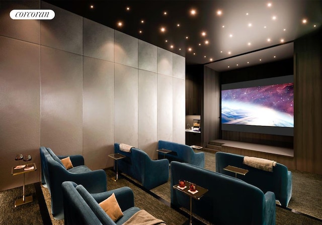 view of carpeted home theater