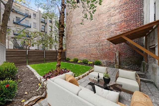 view of patio / terrace featuring an outdoor hangout area