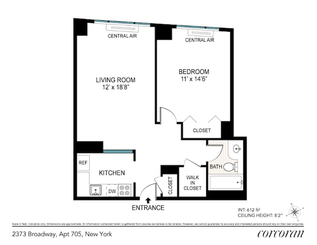 2373 Broadway Unit 705, New York City NY, 10024, 1 bedrooms, 1 bath condo for sale